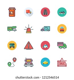 traffic icon set. vector set about warning, car, siren and side view icons set.