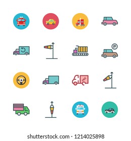 traffic icon set. vector set about fire truck, parking, ambulance and truck icons set.