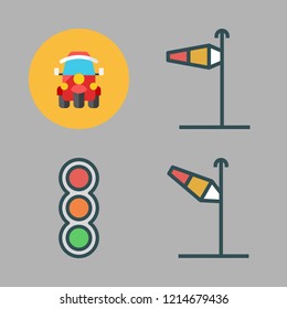 traffic icon set. vector set about wind sign, tuk tuk and traffic lights icons set.