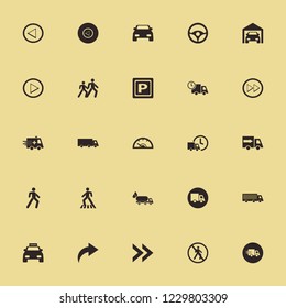traffic icon. traffic vector icons set pedestrian, speedometer, left arrow and ambulance car