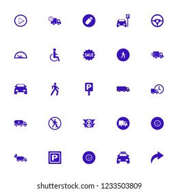 traffic icon. traffic vector icons set sale, parked car, flash driver and truck