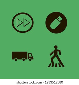 traffic icon. traffic vector icons set truck, right arrow, flash driver and pedestrian