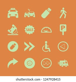 traffic icon. traffic vector icons set cars accident, speedometer, disabled sign and left arrow