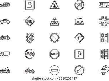 Traffic icons collection is a vector illustration with editable stroke.