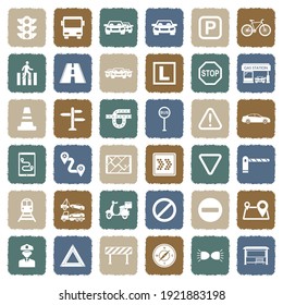 Traffic Icons. Grunge Color Flat Design. Vector Illustration.