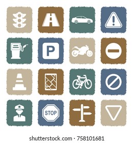 Traffic Icons. Grunge Color Flat Design. Vector Illustration. 