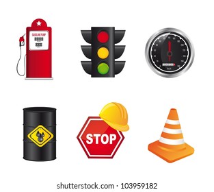 traffic icons isolated over white background. vector illustration