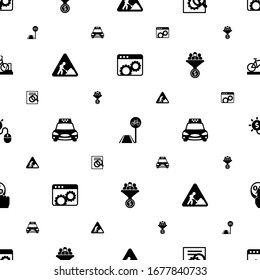 traffic icons pattern seamless. Included editable filled Website optimization, bicycle lane, SEO optimization, construction works, Taxi service icons. traffic icons for web and mobile.