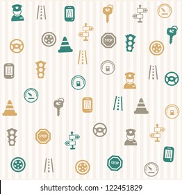 Traffic icons seamless pattern