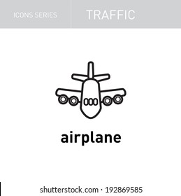traffic icons series; airplane isolated on white