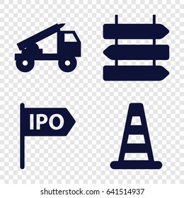 Traffic icons set. set of 4 traffic filled icons such as direction   isolated, cone barrier, direction