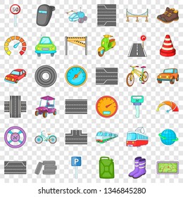 Traffic icons set. Cartoon style of 36 traffic vector icons for web for any design