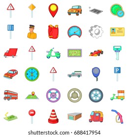 Traffic icons set. Cartoon style of 36 traffic vector icons for web isolated on white background