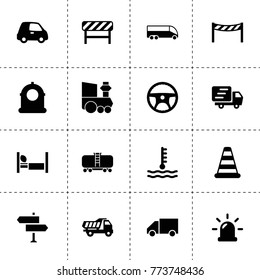 Traffic icons. vector collection filled traffic icons. includes symbols such as truck, steering wheel, siren, car temperature, cistern. use for web, mobile and ui design.