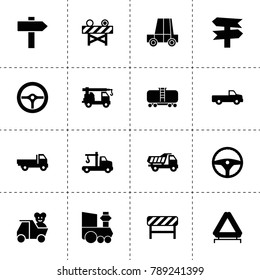 Traffic icons. vector collection filled traffic icons. includes symbols such as pickup, steering wheel, tow truck, car emergency sign. use for web, mobile and ui design.