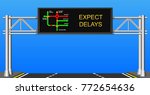 Traffic information display jam delay status highway expressway motorway warn driver motorist caution intelligent electronic led outdoor technology congestion car urban city realtime monitoring system