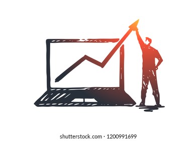 Traffic, internet, web, business, marketing concept. Hand drawn traffic growth concept sketch. Isolated vector illustration.