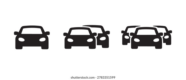 Traffic Jam and Car Parking Icon – Multiple Vehicles, Road Congestion and Fleet Transportation Symbol

