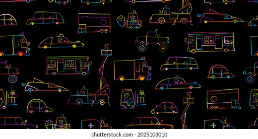 Traffic Jam. Cars on Road. Seamless Pattern for your design