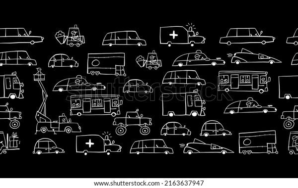 Traffic Jam. Cars on Road. Seamless Pattern for\
your design