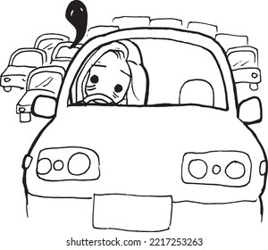 traffic jam cartoon doodle kawaii anime coloring page cute illustration drawing clipart character chibi manga comics