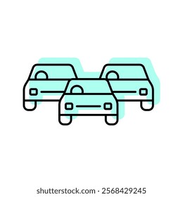 Traffic Jam color shadow thinline icon , vector, pixel perfect, illustrator file