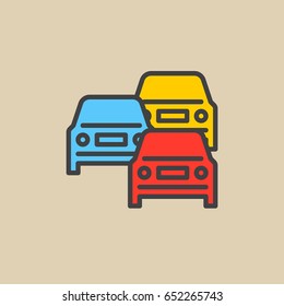 Traffic jam filled outline icon, vector sign, colorful illustration