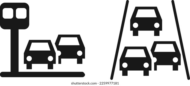 Traffic jam icon. Cars on the road