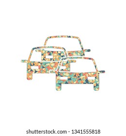 traffic jam icon. Colored mosaic with polygons