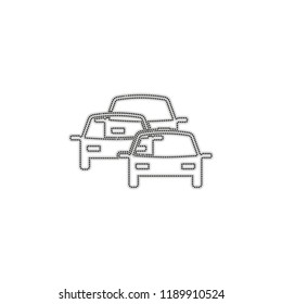 traffic jam icon. Dotted outline silhouette with shadow on white background