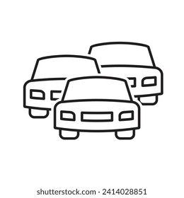 Traffic jam icon, isolated on white background, vector illustration
