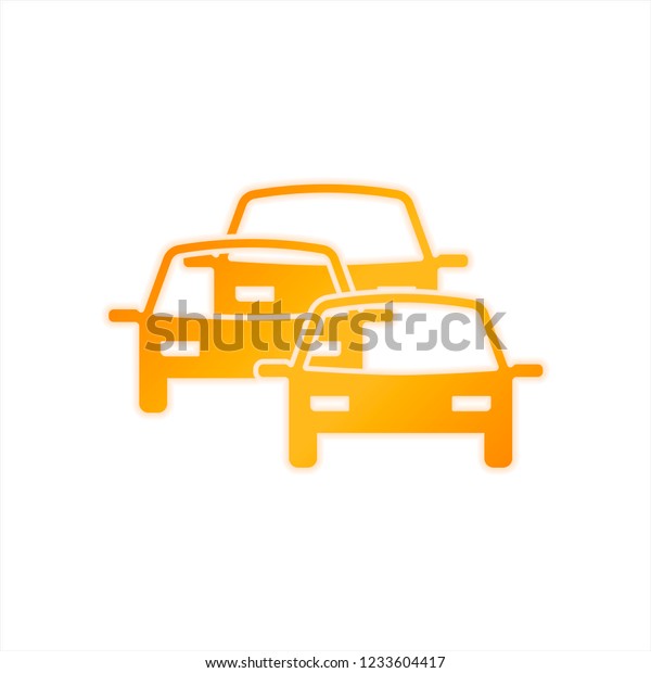 traffic jam icon. Orange sign with low light\
on white background