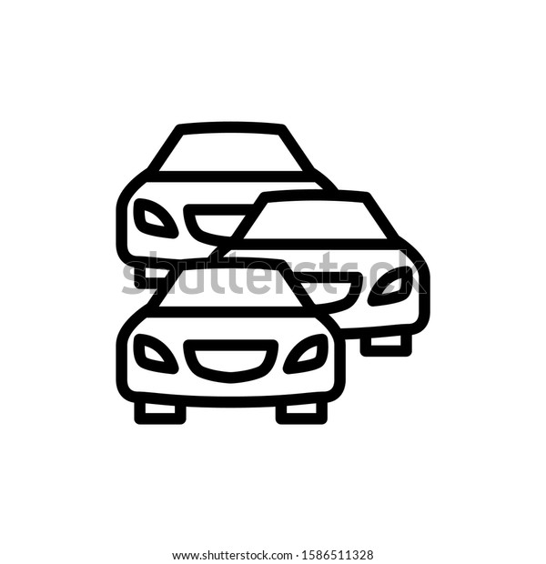 traffic Jam\
Icon in outline style on white\
background