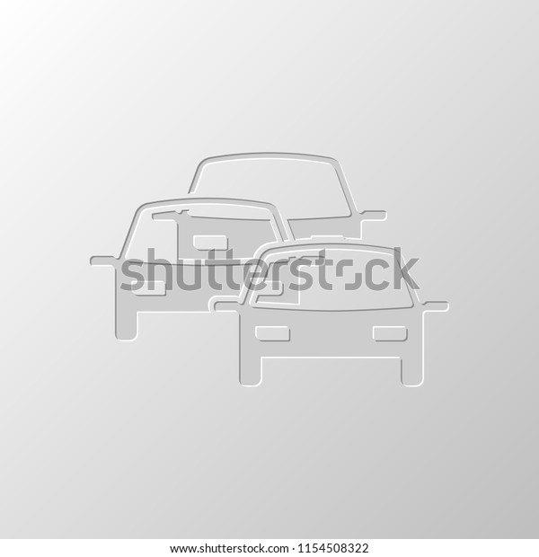 traffic jam icon. Paper design. Cutted symbol.\
Pitted style