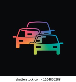 traffic jam icon. Rainbow color and dark background