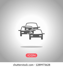 traffic jam icon. Icon under spotlight. Gray background