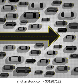 Traffic jam on the road. Editable graphic transportation concept for placard, poster and booklet design in modern 3D style. Vector illustration