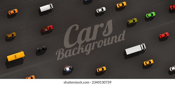 Traffic jam on the road. Road transport. Cars and transport concept. Vector background