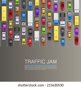 Traffic jam on the road, Road transportation, Vector background