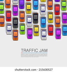 Traffic jam on the road. Vector background