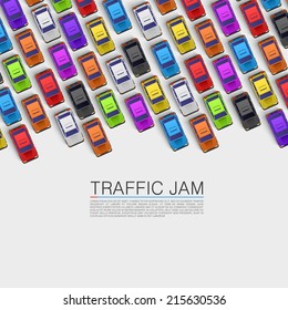 Traffic jam on the road. Vector background