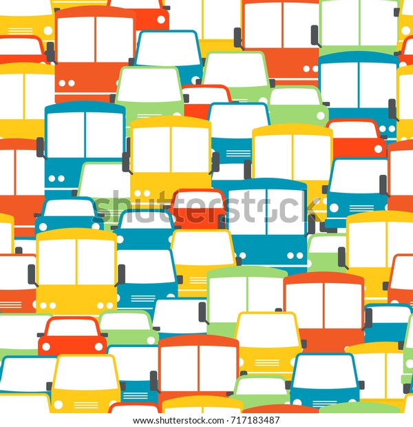 Traffic\
jam. Seamless pattern with cars. Clipart\
image