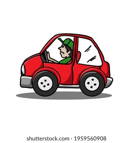TRAFFIC JAM SITUATION RED CAR ILLUSTRATION TEMPLATE