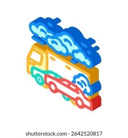 congestionamento de tráfego smog acima dos veículos ícone isométrico vetor. congestionamento de tráfego smog acima dos veículos sinal. símbolo isolado ilustração