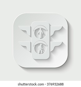 traffic kight vector icon - paper illustration