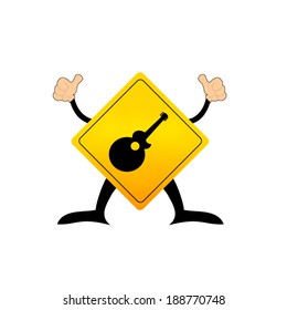 traffic label with guitar