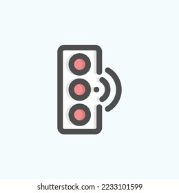  traffic lamp icon, isolated internet of things colored outline icon in light blue background, perfect for website, blog, logo, graphic design, social media, UI, mobile app