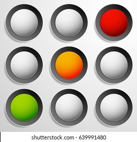 Traffic lamp, traffic light, semaphore icon set