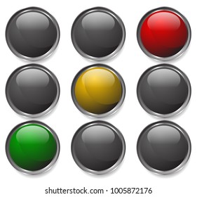 Traffic lamps isolated on white. Shiny traffic lights