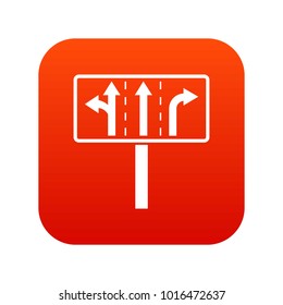 Traffic lanes at crossroads junction icon digital red for any design isolated on white vector illustration